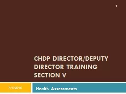 1 CHDP DIRECTOR/DEPUTY DIRECTOR TRAINING