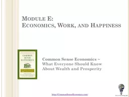 Module E: Economics, Work, and Happiness