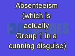 Group 2: Absenteeism (which is actually Group 1 in a cunning disguise)