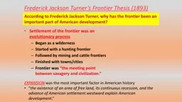 Frederick Jackson Turner’s Frontier Thesis (1893)
