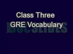Class Three GRE Vocabulary