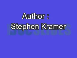 Author :   Stephen Kramer