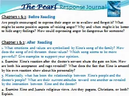 The Pearl     Response Journal