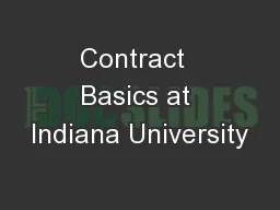 Contract  Basics at Indiana University