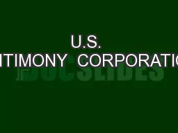 U.S. ANTIMONY  CORPORATION