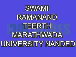 SWAMI RAMANAND TEERTH MARATHWADA UNIVERSITY NANDED