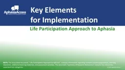Key Elements  for Implementation