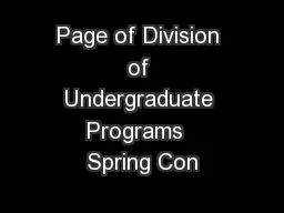 Page of Division of Undergraduate Programs  Spring Con