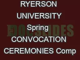 RYERSON UNIVERSITY Spring  CONVOCATION CEREMONIES Comp