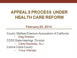APPEALS PROCESS UNDER HEALTH CARE REFORM