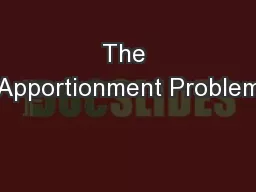 The Apportionment Problem
