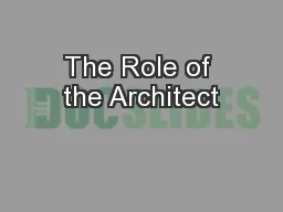 The Role of the Architect