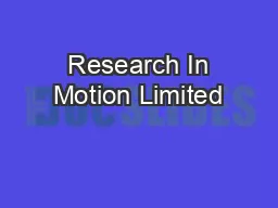  Research In Motion Limited