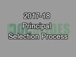 2017-18 Principal Selection Process