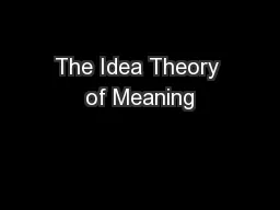The Idea Theory of Meaning