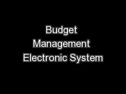 Budget Management Electronic System