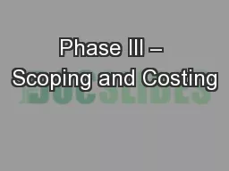 Phase III – Scoping and Costing