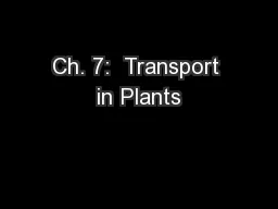 Ch. 7:  Transport in Plants