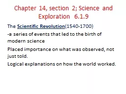 Chapter 14, section 2; Science and Exploration  6.1.9