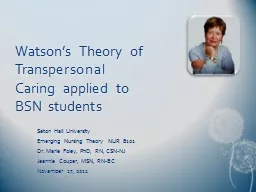 Watson’s Theory of Transpersonal Caring applied to BSN students