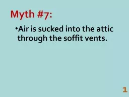 Myth #7: Air is sucked into the attic through the soffit vents.