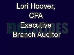 Lori Hoover, CPA Executive Branch Auditor