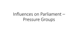 Influences on Parliament – Pressure Groups