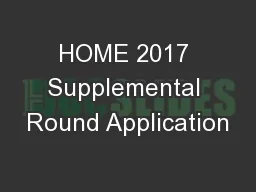 HOME 2017 Supplemental Round Application