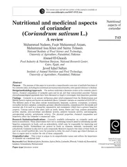 Nutritional and medicinal aspects of coriander Coriand