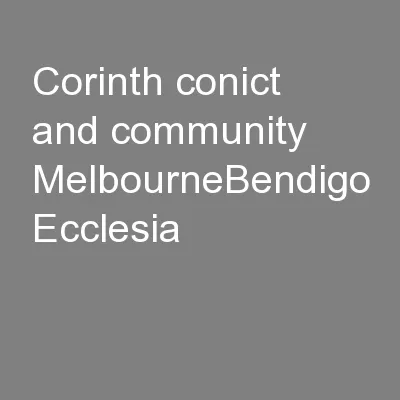 Corinth conict and community MelbourneBendigo Ecclesia