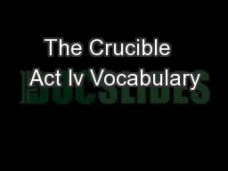 The Crucible  Act Iv Vocabulary