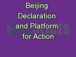 Beijing Declaration and Platform for Action