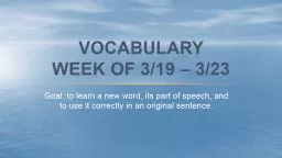 Vocabulary  Week of 3/19 – 3/23