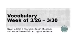 Vocabulary Week of 3/26 – 3/30