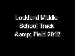 Lockland Middle School Track & Field 2012