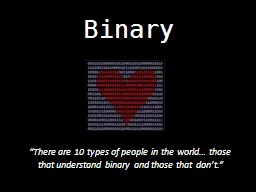 Binary “There are 10 types of people in the world… those that understand binary and