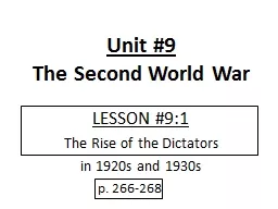 Unit #9 The Second World War