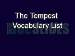 The Tempest Vocabulary List
