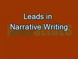 Leads in Narrative Writing
