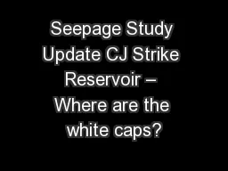 Seepage Study Update CJ Strike Reservoir – Where are the white caps?