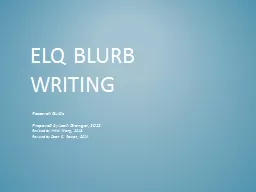 ELQ Blurb Writing Research Guide