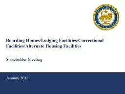 Boarding Homes/Lodging Facilities/Correctional Facilities/Alternate Housing Facilities