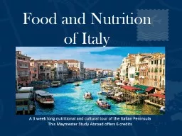 Food and Nutrition  of  Italy