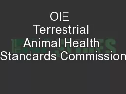 OIE  Terrestrial Animal Health Standards Commission