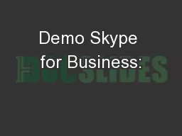 Demo Skype for Business: