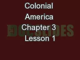 Colonial America Chapter 3 Lesson 1