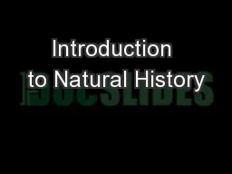 Introduction to Natural History
