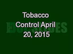Tobacco Control April 20, 2015
