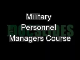 Military Personnel Managers Course