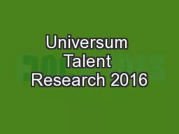 Universum Talent Research 2016